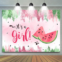 Lofaris Its A Girl Summer Green Watermelon Baby Shower Backdrop