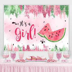 Lofaris Its A Girl Summer Green Watermelon Baby Shower Backdrop