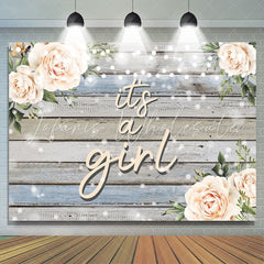 Lofaris Its A Girl Wood Pale Orange Floral Baby Shower Backdrop