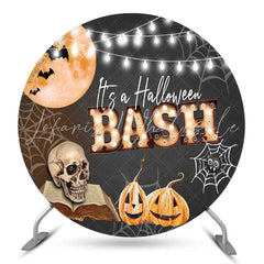 Lofaris Its A Halloween Bash Pumpkin Bone Web Round Backdrop