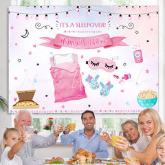 Lofaris Its A Sleepover Pink Happy Birthday Backdrop For Girl