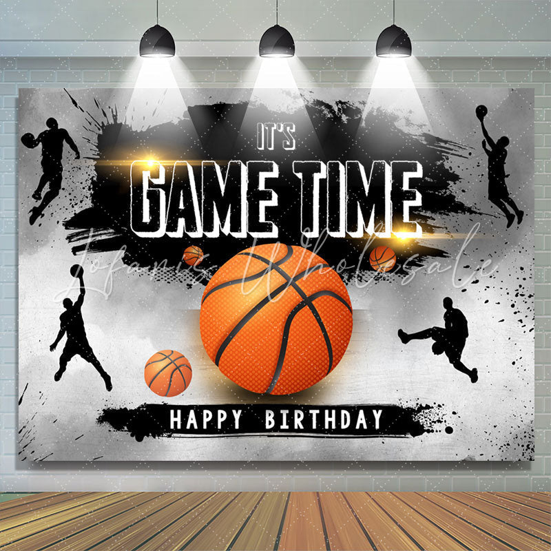 Lofaris Its Game Time Basketball Ink Splash Birthday Backdrop