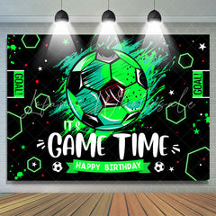 Lofaris Its Game Time Football Black Green Birthday Backdrop