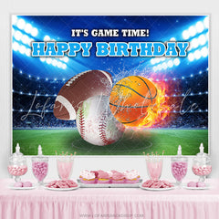 Lofaris Its Game Time Hot Sport Happy Birthday Backdrop For Boy