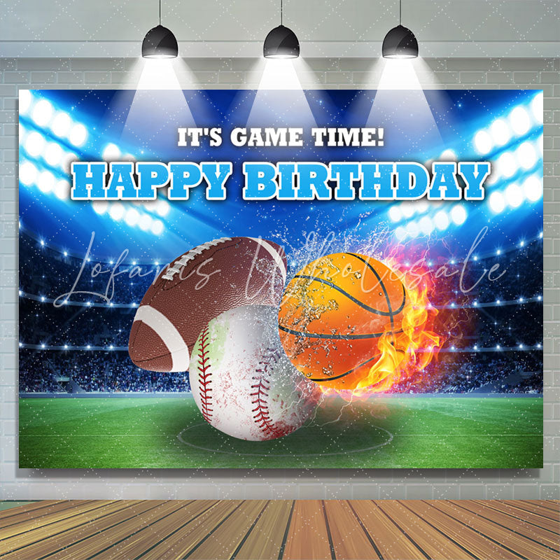 Lofaris Its Game Time Hot Sport Happy Birthday Backdrop For Boy