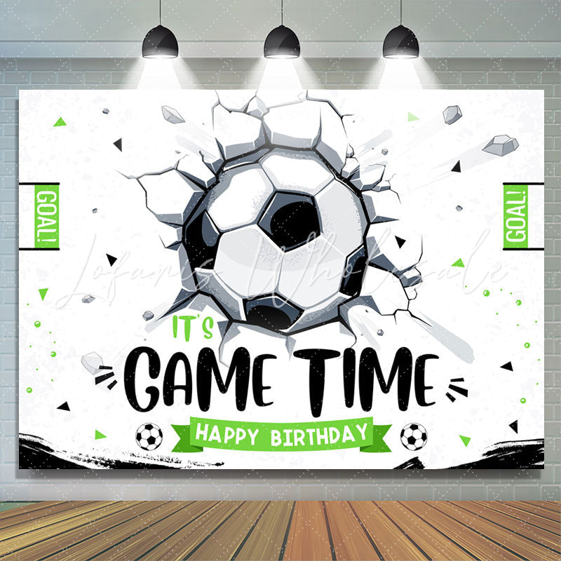 Lofaris Its Game Time Soccer Sports Style Birthday Backdrop