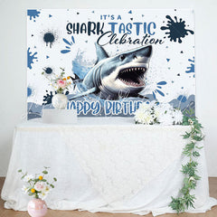 Lofaris Its Shark Tastic Clebration Happy Birthday Backdrop