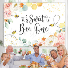 Lofaris Its Sweet To Bee One Floral Happy 1St Birthday Backdrop