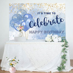 Lofaris Its Time To Celebrate Blue Balloon Birthday Backdrop