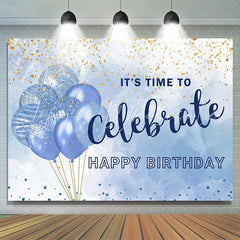 Lofaris Its Time To Celebrate Blue Balloon Birthday Backdrop