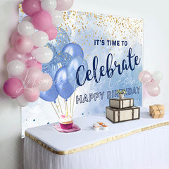 Lofaris Its Time To Celebrate Blue Balloon Birthday Backdrop