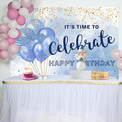 Lofaris Its Time To Celebrate Blue Balloon Birthday Backdrop