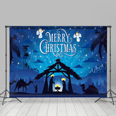 Lofaris Jesus Birth Blue Night Shed Merry Christmas Backdrop