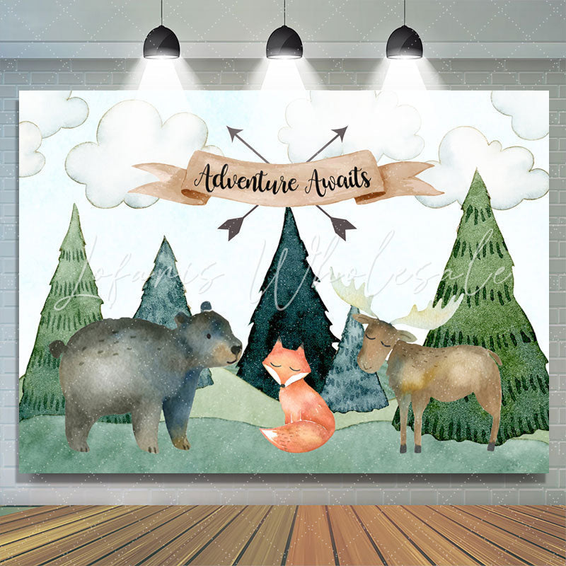 Lofaris Jungle Adventure Awaits Animals Baby Shower Backdrop