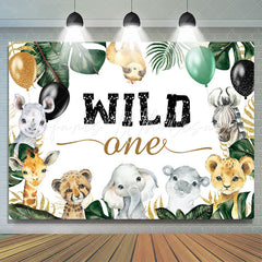 Lofaris Jungle Animals And Balloons Wild One Birthday Backdrop