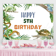 Lofaris Jungle Animals And Trees Happy 5th Birthday Backdrop