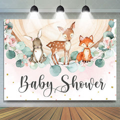 Lofaris Jungle Animals And Wooden Pink Baby Shower Backdrop