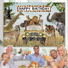 Lofaris Jungle Animals Happy Birthday Wildlife Backdrop for Boys