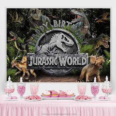 Lofaris Jungle Animals Jurassic Happy Birthday Party Backdrop