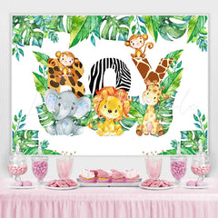 Lofaris Jungle Elephant Lion Happy Birthday Backdrop For Boy