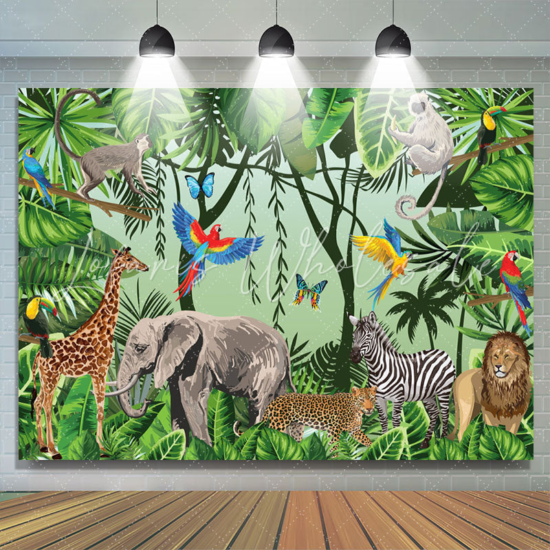 Lofaris Jungle Forest Animals Birthday Party Backdrop For Kids