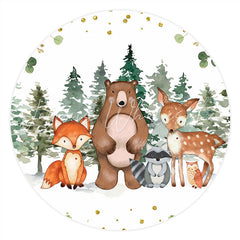 Lofaris Jungle Forests And Little Animals Round Birthday Backdrop