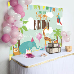 Lofaris Jungle Party Lovely Animals Happy Birthday Backdrop