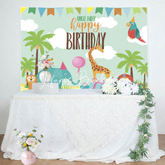 Lofaris Jungle Party Lovely Animals Happy Birthday Backdrop