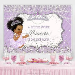 Lofaris Lavender And Glitter Crown Pearl Baby Shower Backdrop