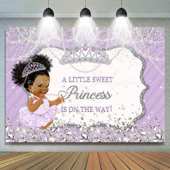 Lofaris Lavender And Glitter Crown Pearl Baby Shower Backdrop