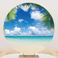 Lofaris Leaves Blue Sky Hawaii Beach Round Birthday Backdrop