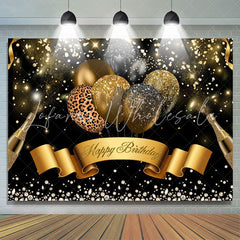 Lofaris Leopard Balloon Gold Black Glitter Birthday Party Backdrop