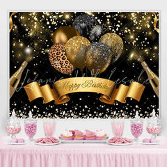 Lofaris Leopard Balloon Gold Black Glitter Birthday Party Backdrop