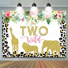 Lofaris Leopard Grain and Floral Animals 2rd Birthday Backdrop