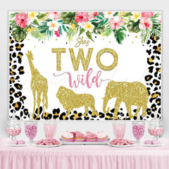 Lofaris Leopard Grain and Floral Animals 2rd Birthday Backdrop