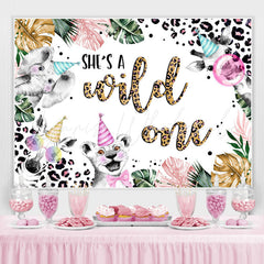 Lofaris Leopard Safari With Leaves Happy 1St Birthday Backdrop