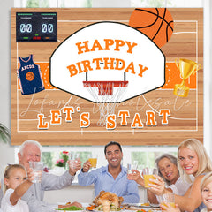 Lofaris Let¡¯ Start Basketball Trophy Happy Birthday Backdrop