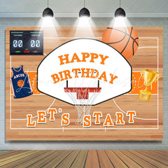 Lofaris Let¡¯ Start Basketball Trophy Happy Birthday Backdrop