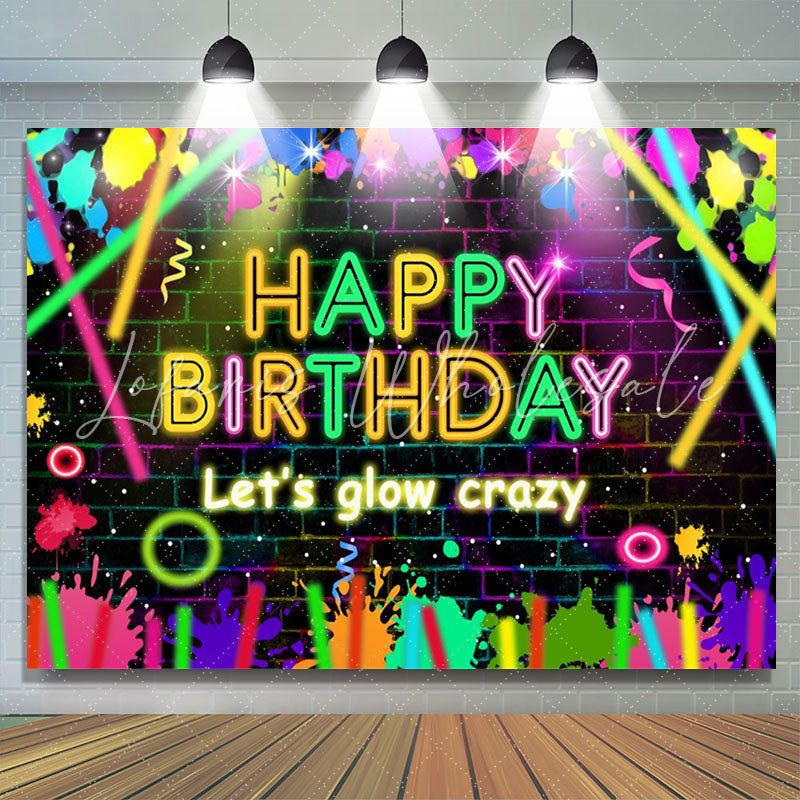 Lofaris Lets Glow Crazy Brick Graffiti Birthday Backdrop