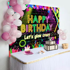 Lofaris Lets Glow Crazy Brick Graffiti Birthday Backdrop