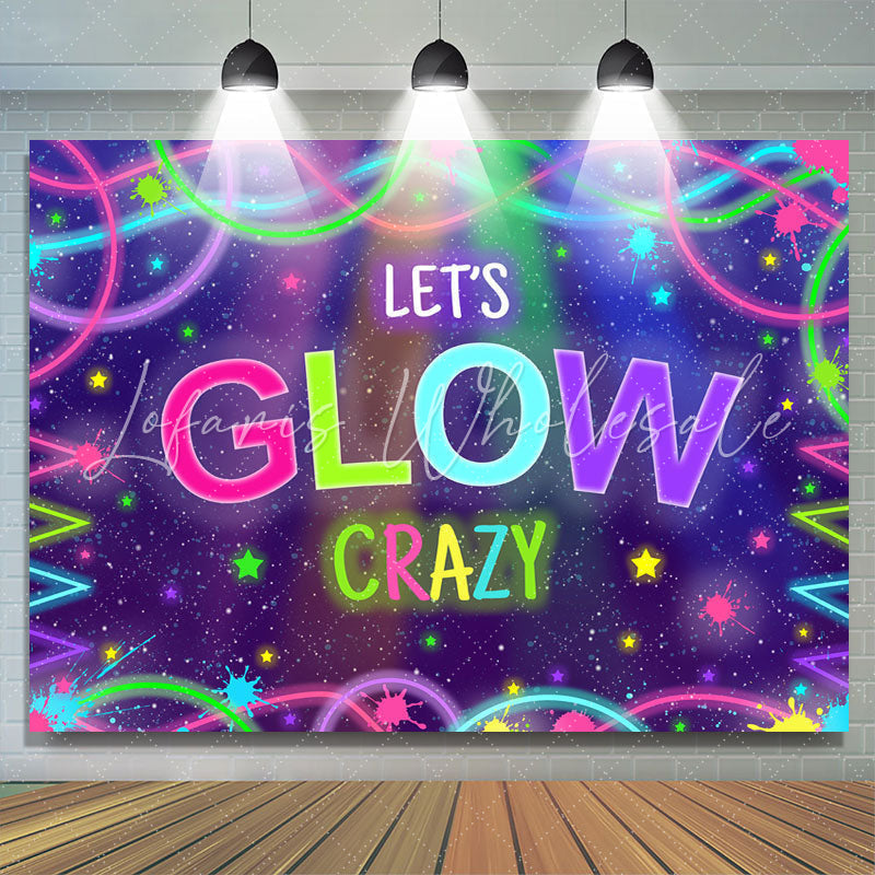 Lofaris Let¡¯S Glow Crazy With Abstract Lines Birthday Backdrop