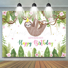 Lofaris Lets Hang Out With Koala Green Plants Birthday Backdrop