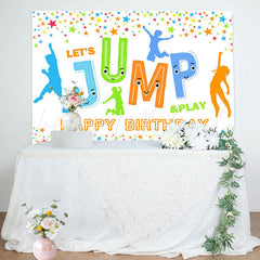 Lofaris Lets Jump Play Colorful Star Happy Birthday Backdrop