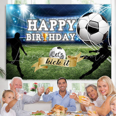 Lofaris Lets Kick It Football Theme Happy Birthday Backdrop