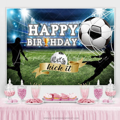 Lofaris Lets Kick It Football Theme Happy Birthday Backdrop