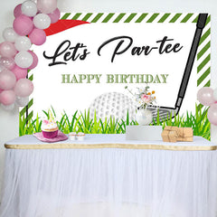 Lofaris Lets Party Golf Grassland Stripe Birthday Backdrop