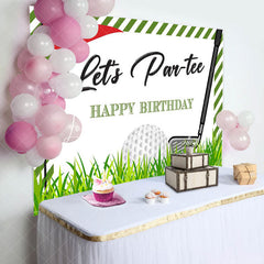 Lofaris Lets Party Golf Grassland Stripe Birthday Backdrop