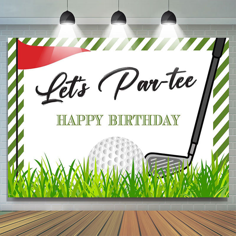 Lofaris Lets Party Golf Grassland Stripe Birthday Backdrop