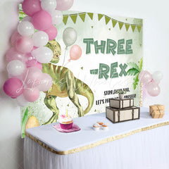 Lofaris Lets Party Like Dinosaur Green 3Rd Birthday Backdrop