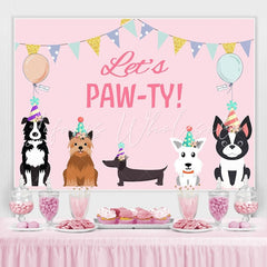 Lofaris Lets Pawty Puppy Dog Themed Happy Birthday Backdrop